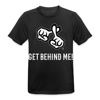 Derrière moi ! (Croix / Bible / Religion / NEG 2C) - T-shirt respirant Homme - noir - Devant - AI Model Male 178 light (178cm)