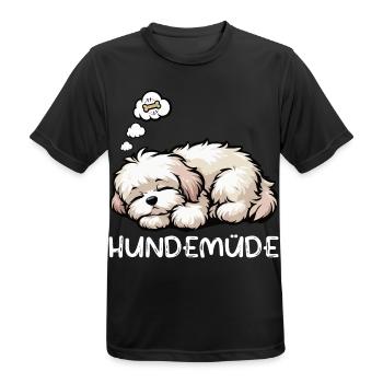 Hundemüde Havaneser Havaneserbesitzer Havaneserfan - Männer T-Shirt atmungsaktiv - Schwarz - Vorne - AI Model Male 178 light (178cm)