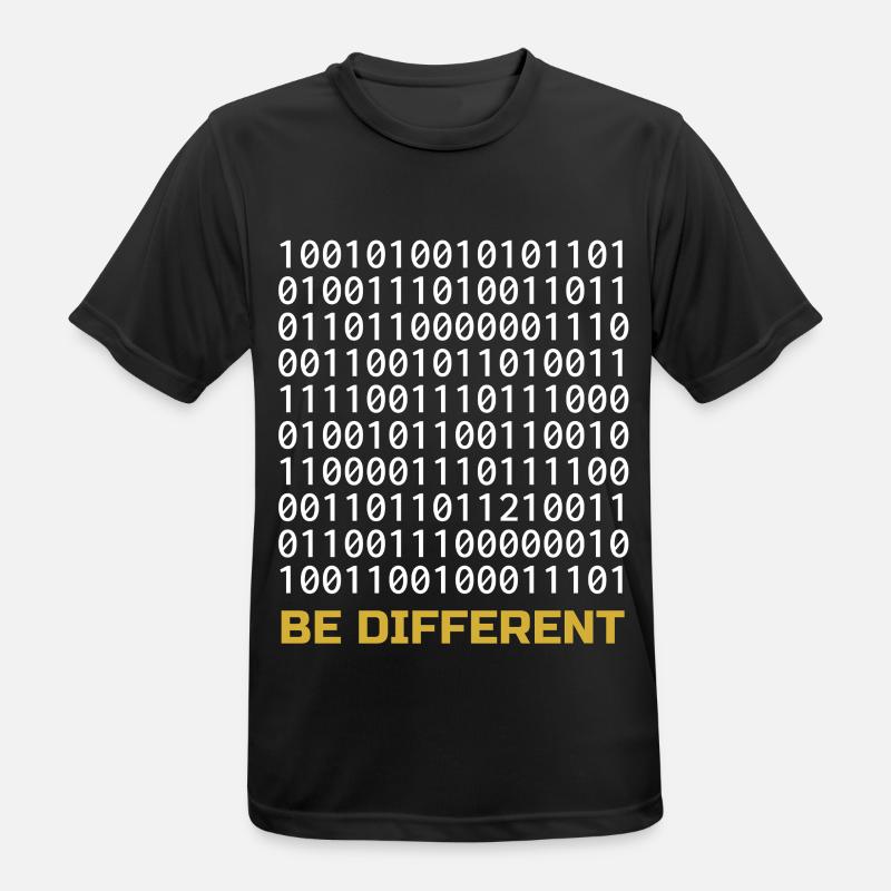 Be Different: Binäres Muster mit Botschaft - Männer T-Shirt atmungsaktiv - Schwarz