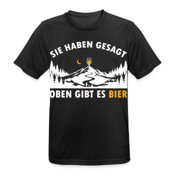 Sie haben gesagt oben gibt es Bier auf dem Berg - Männer T-Shirt atmungsaktiv - Schwarz - Vorne - AI Model Male 178 light (178cm)