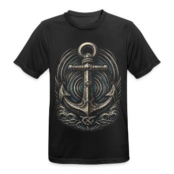 Shanty Chor Seemannslieder - Männer T-Shirt atmungsaktiv - Schwarz - Vorne - AI Model Male 178 light (178cm)