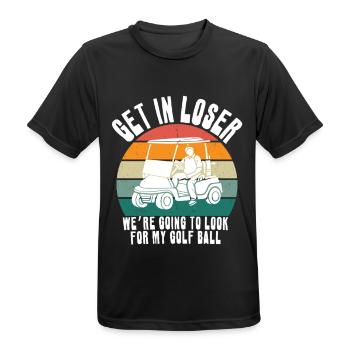 Coucher de soleil rétro sur voiturette de golf - T-shirt respirant Homme - noir - Devant - AI Model Male 178 light (178cm)