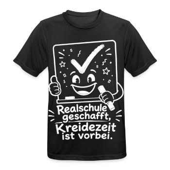 Realschule geschafft, Kreidezeit ist vorbei. - Männer T-Shirt atmungsaktiv - Schwarz - Vorne - AI Model Male 178 light (178cm)