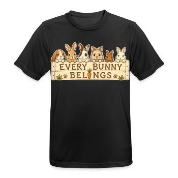 EVERY BUNNY BELONGS - Männer T-Shirt atmungsaktiv - Schwarz - Vorne - AI Model Male 178 light (178cm)