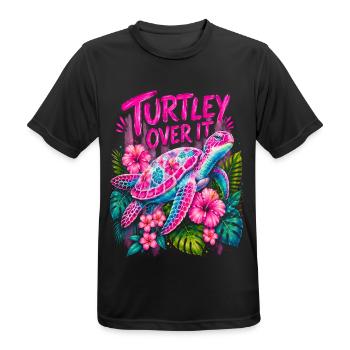Turtley Over It Cute Turtle Flower - Männer T-Shirt atmungsaktiv - Schwarz - Vorne - AI Model Male 178 light (178cm)