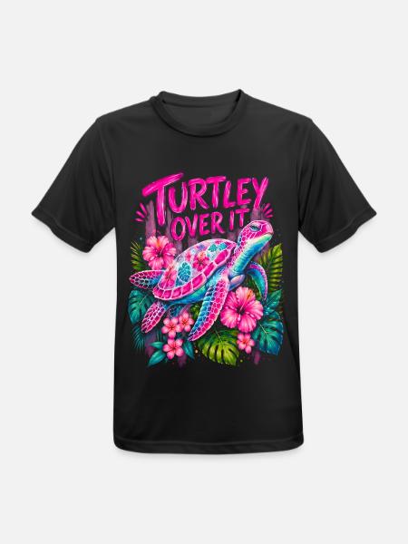 Turtley Over It Cute Turtle Flower - Men's Breathable T-Shirt - black