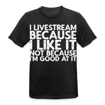 Je fais des livestreams parce que j’aime ça - T-shirt respirant Homme - noir - Devant - AI Model Male 178 light (178cm)
