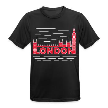 London Skyline Bold Red - Men's Breathable T-Shirt - black - Front - AI Model Male 178 light (178cm)