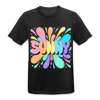 Sunny Splash Lettres Multicolores - T-shirt respirant Homme - noir - Devant - AI Model Male 178 light (178cm)