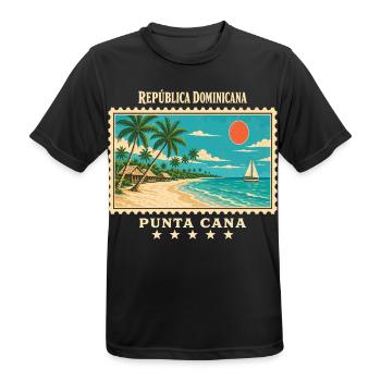 Dominikanische Republik Punta Cana Reisemarke - Männer T-Shirt atmungsaktiv - Schwarz - Vorne - AI Model Male 178 light (178cm)