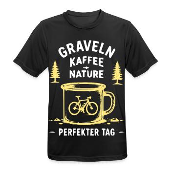 Gravel Kaffee Natur Illustration - Männer T-Shirt atmungsaktiv - Schwarz - Vorne - AI Model Male 178 light (178cm)