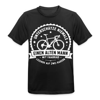 Alte Mann mit Fahrrad Vintage Badge - Männer T-Shirt atmungsaktiv - Schwarz - Vorne - AI Model Male 178 light (178cm)
