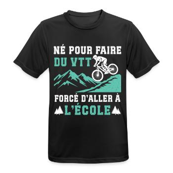 Né pour faire du VTT cadeau vélo tout-terrain - T-shirt respirant Homme - noir - Devant - AI Model Male 178 light (178cm)