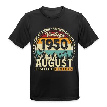 76th Birthday Gift Husband Original 1950 August - Men's Breathable T-Shirt - black - Front - AI Model Male 178 light (178cm)