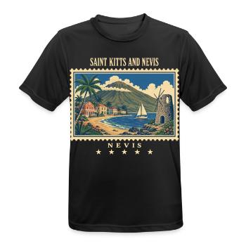 Saint Kitts and Nevis Nevis Vintage Travel Brand - Men's Breathable T-Shirt - black - Front - AI Model Male 178 light (178cm)