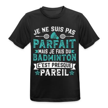 Je fais du badminton   - T-shirt respirant Homme - noir - Devant - AI Model Male 178 light (178cm)