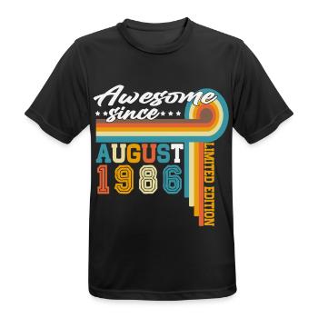 August 1986 Vintage Birthday Gift Retro - Men's Breathable T-Shirt - black - Front - AI Model Male 178 light (178cm)