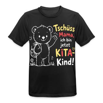 Kita Kind Abschied mit Mama - Männer T-Shirt atmungsaktiv - Schwarz - Vorne - AI Model Male 178 light (178cm)