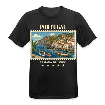 Portugal Câmara de Lobos Vintage Reisemarke - Männer T-Shirt atmungsaktiv - Schwarz - Vorne - AI Model Male 178 light (178cm)