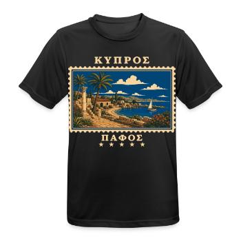 Zypern Paphos Vintage Reisemarke - Männer T-Shirt atmungsaktiv - Schwarz - Vorne - AI Model Male 178 light (178cm)