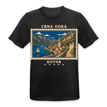 Montenegro Kotor Vintage Reisemarke - Männer T-Shirt atmungsaktiv - Schwarz - Vorne - AI Model Male 178 light (178cm)