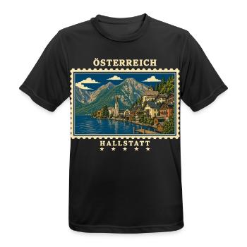 Österreich Hallstatt Vintage Reisemarke - Männer T-Shirt atmungsaktiv - Schwarz - Vorne - AI Model Male 178 light (178cm)
