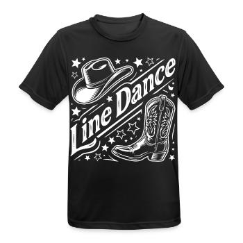 Line Dance Western Grafik - Männer T-Shirt atmungsaktiv - Schwarz - Vorne - AI Model Male 178 light (178cm)