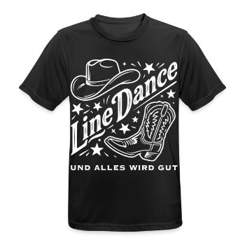 Line Dance Cowboy Flair - Männer T-Shirt atmungsaktiv - Schwarz - Vorne - AI Model Male 178 light (178cm)
