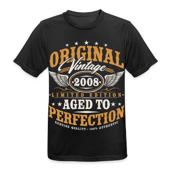 Original 2008 Jahrgang Vintage Geburtstag Geschenk - Männer T-Shirt atmungsaktiv - Schwarz - Vorne - AI Model Male 178 light (178cm)