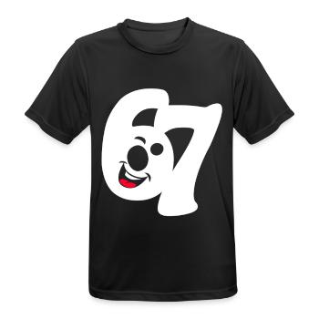six seven | Zahlenduo 6 und 7 | Fröhliches Gesicht - Männer T-Shirt atmungsaktiv - Schwarz - Vorne - AI Model Male 178 light (178cm)