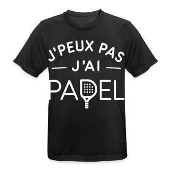 Padel Humour Cadeau Passionné de Raquette - T-shirt respirant Homme - noir - Devant - AI Model Male 178 light (178cm)