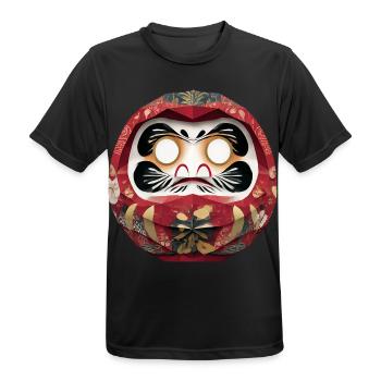 Blumenkreis-Daruma im Feststil Daruma Origami - Männer T-Shirt atmungsaktiv - Schwarz - Vorne - AI Model Male 178 light (178cm)