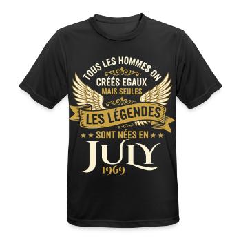 Légende Née En Juillet 1969 Anniversaire - T-shirt respirant Homme - noir - Devant - AI Model Male 178 light (178cm)