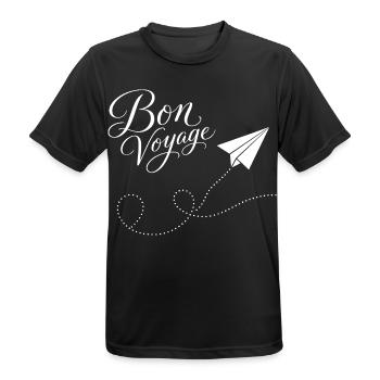Bon Voyage Papierzug Flugzeug Motiv - Männer T-Shirt atmungsaktiv - Schwarz - Vorne - AI Model Male 178 light (178cm)
