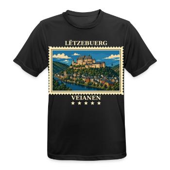 Luxemburg Vianden Vintage Reisemarke - Männer T-Shirt atmungsaktiv - Schwarz - Vorne - AI Model Male 178 light (178cm)