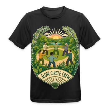SLOW CIRCLE CREW Wolken - Männer T-Shirt atmungsaktiv - Schwarz - Vorne - AI Model Male 178 light (178cm)