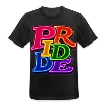 Pride LGBTQ Neon Schrift Bunter Regenbogen CSD - Männer T-Shirt atmungsaktiv - Schwarz - Vorne - AI Model Male 178 light (178cm)