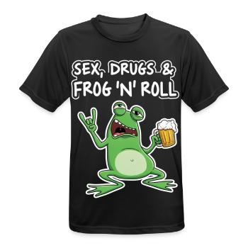 Sex Drugs and Frog N' Roll - Männer T-Shirt atmungsaktiv - Schwarz - Vorne - AI Model Male 178 light (178cm)