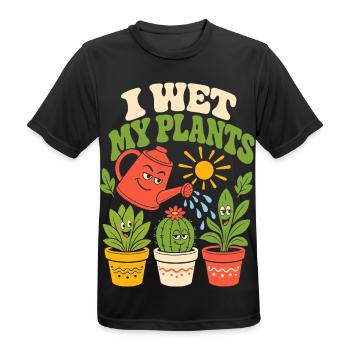 Ich gieße meine Pflanzen - Männer T-Shirt atmungsaktiv - Schwarz - Vorne - AI Model Male 178 light (178cm)
