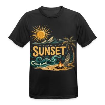Sonnenuntergang am Strand Surf - Männer T-Shirt atmungsaktiv - Schwarz - Vorne - AI Model Male 178 light (178cm)