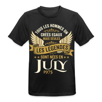 Légende Née En Juillet 1975 Anniversaire - T-shirt respirant Homme - noir - Devant - AI Model Male 178 light (178cm)