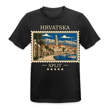 Kroatien Split Vintage Reisemarke - Männer T-Shirt atmungsaktiv - Schwarz - Vorne - AI Model Male 178 light (178cm)