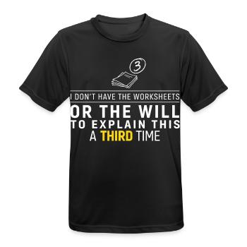 Third Time No Worksheets Tee - Men's Breathable T-Shirt - black - Front - AI Model Male 178 light (178cm)