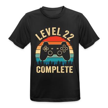 Level 22 complete – Cadeau 22 ans - T-shirt respirant Homme - noir - Devant - AI Model Male 178 light (178cm)