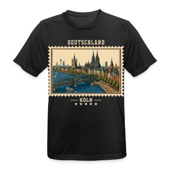 Deutschland Köln Vintage Reisemarke - Männer T-Shirt atmungsaktiv - Schwarz - Vorne - AI Model Male 178 light (178cm)