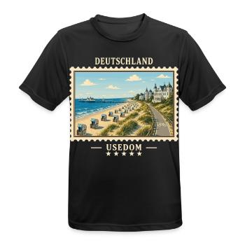 Deutschland Usedom Vintage Reisemarke - Männer T-Shirt atmungsaktiv - Schwarz - Vorne - AI Model Male 178 light (178cm)