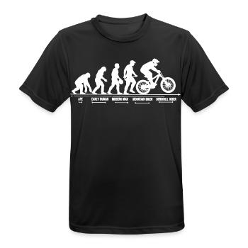 Mountain Bike Evolution Downhill MTB Gift - Men's Breathable T-Shirt - black - Front - AI Model Male 178 light (178cm)