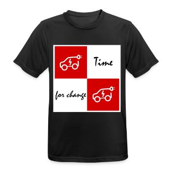Zeit für Wandel Elektroauto - Männer T-Shirt atmungsaktiv - Schwarz - Vorne - AI Model Male 178 light (178cm)
