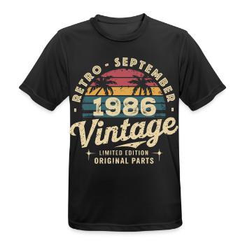 Vintage September 1986 Limited Edition September - Men's Breathable T-Shirt - black - Front - AI Model Male 178 light (178cm)