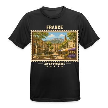 Frankreich Aix-en-Provence Vintage Reisemarke - Männer T-Shirt atmungsaktiv - Schwarz - Vorne - AI Model Male 178 light (178cm)